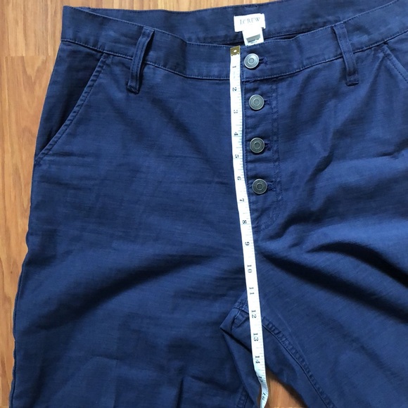J.Crew Blue Cotton Wide Leg Button Front Pants Sz 30 - Picture 4 of 10